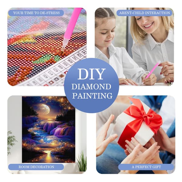 Stjerneklare Bjerge og Floder Diamantkunst Sæt til Begyndere 5D Fuld Rund Bor Diamantmaleri Sæt Runde Fuld Bor Diamantmaleri Sæt