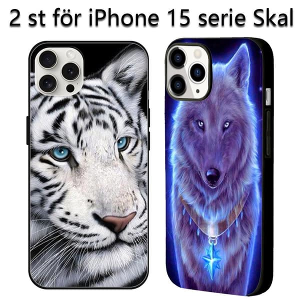 2 stk. Ulv iPhone 15 Pro Cover, Håndlavet iPhone 15 Pro Max til iPhone 15 Plus 15 Pro 15 Pro Max Black iPhone 15 Pro Max