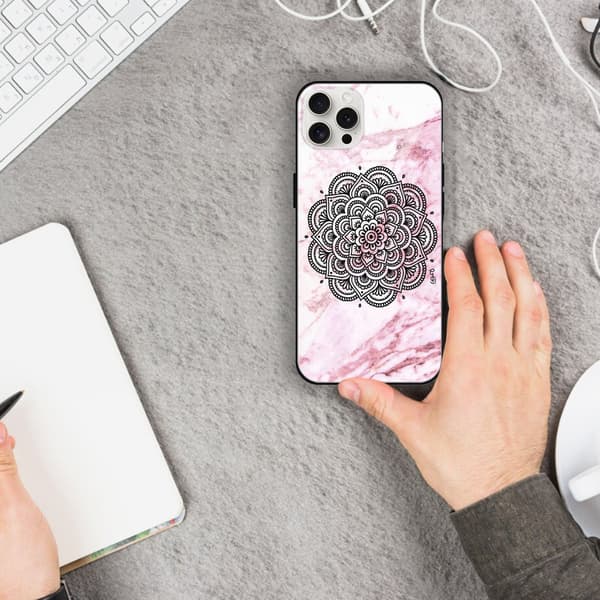 2 stk. Marmor Mandala iPhone 15 Plus Beskyttelsescover, Levende Etui iPhone 15 plus til iPhone 15 Plus Pro Max Black iPhone 15
