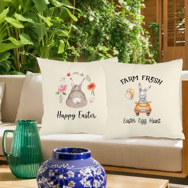 Set med 4 rustika påskörngott, 45x45cm dolda dragkedjor prydnadskuddar för påsk 4Pcs-45x45cm
