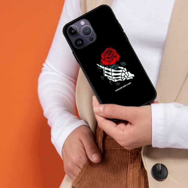 2 stk. Skull Rose iPhone 15 Pro Telefoncover, Charmerende iPhone 15 Cover til Piger til iPhone 15 Plus Pro Max Black iPhone 15 Plus