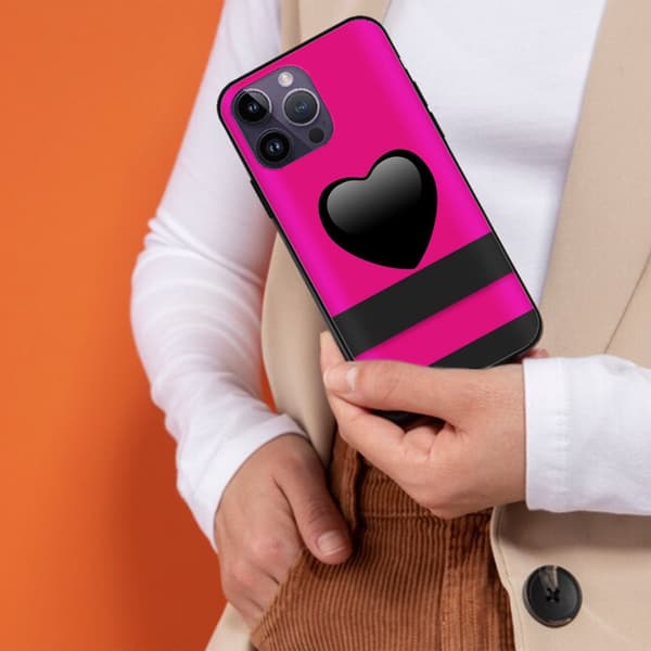 2 stk. stribede hjerte iPhone 15 Plus etuier, stilfuldt iPhone 15 Max etui til iPhone 15 Plus 15 Pro 15 Pro Max Black iPhone 15