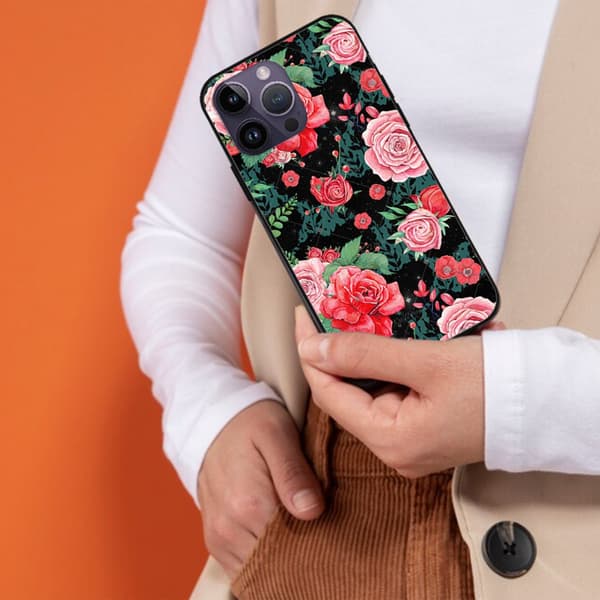 2 stk. fargerike blomster iPhone 15 Pro-deksler, trykt iPhone 15 Pro Max til iPhone 15 Plus Pro Max Black iPhone 15 Pro Max