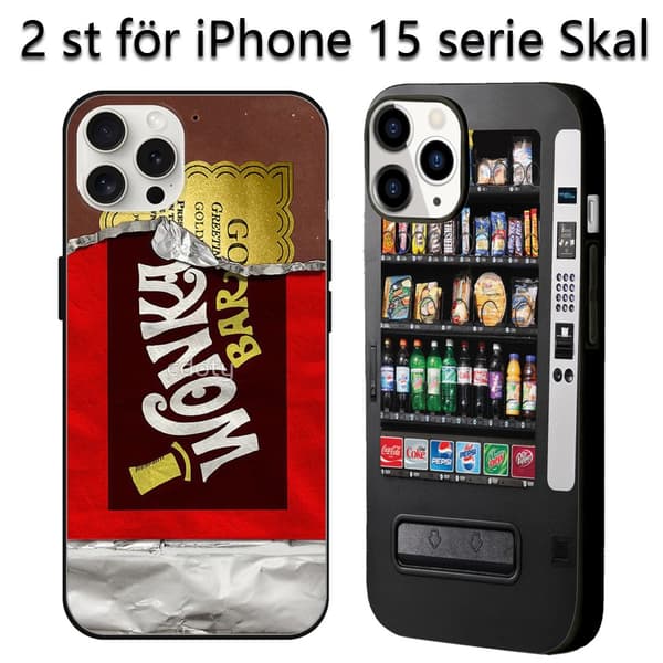 2 stk. Snack iPhone 15 Pro Max Covers, Animationsprint Cover iPhone 15 Plus til iPhone 15 Plus Pro Max Black for iPhone 15 Pro Max