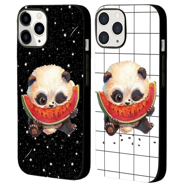 2 stk. Panda- og vannmelon-deksler til iPhone 15 Plus, kule iPhone 15-telefondeksler til iPhone 15 Plus 15 Pro 15 Pro Max Black iPhone 15 Plus