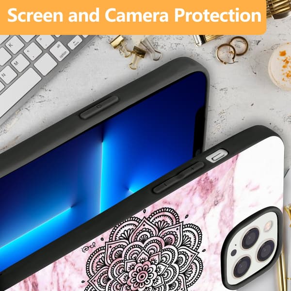 2 stk. Marmor Mandala iPhone 15 Plus beskyttelsesdeksel, levende deksel iPhone 15 plus for iPhone 15 Plus Pro Max Black iPhone 15 Pro Max