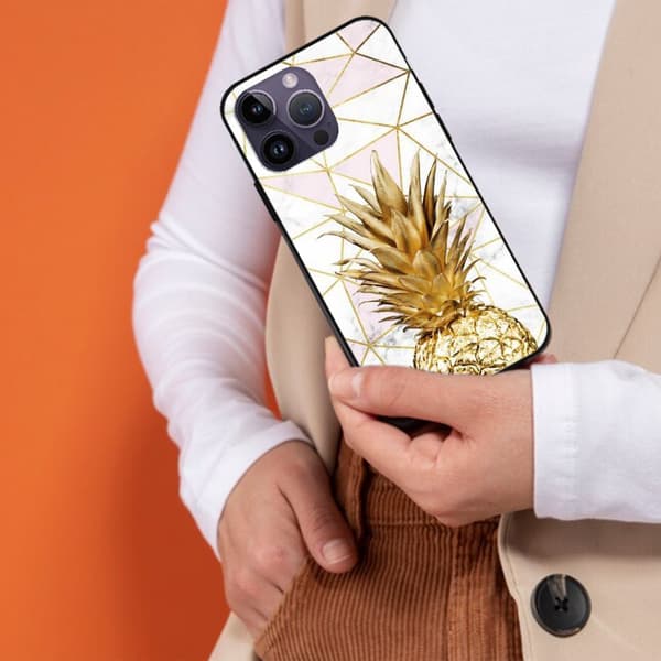 2 stk marmor ananas iPhone 15 Pro Max telefondeksel, slankt iPhone 15pro max deksel til iPhone 15 Plus 15 Pro 15 Pro Max Black iPhone 15 Plus