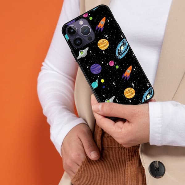 2 stk. Planet iPhone 15 Plus Etuier, Attraktivt Design 15 iPhone Etui til iPhone 15 Plus Pro Max Black iPhone 15 Pro