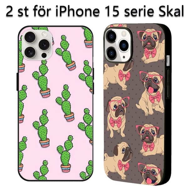 2 st Söta djur iPhone 15 Plus Skyddsskal, Lyxigt iPhone 15 Pro Max-mobilskal för iPhone 15 Plus Pro Max Black iPhone 15