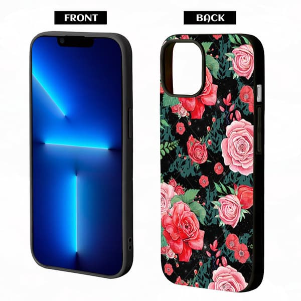 2 stk. fargerike blomster iPhone 15 Pro-deksler, trykt iPhone 15 Pro Max til iPhone 15 Plus Pro Max Black iPhone 15 Plus