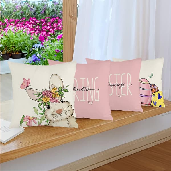 4 st Påsk-tema Örngott, 45x45cm Polyester Örngott för Påskpresent 4Pcs-45x45cm