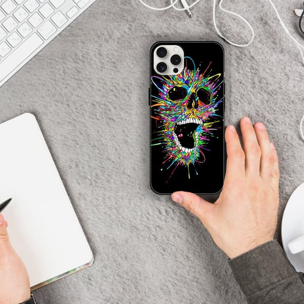 2 stk. Skull iPhone 15 Plus telefoncover, farverigt iPhone 15 tilbehør til kvinder til iPhone 15 Plus 15 Pro 15 Pro Max Black iPhone 15 Pro Max