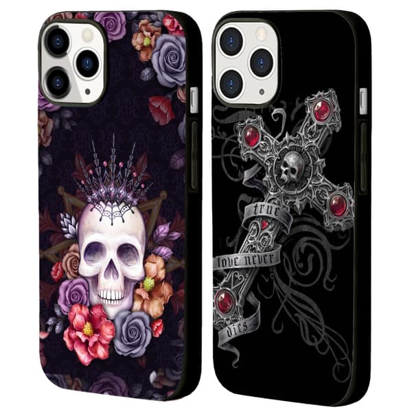 2 stk. Skull Rose iPhone 15 Plus Covers, Ekstravagante iPhone 15 tilbehør til iPhone 15 Plus Pro Max Black iPhone 15 Pro Max