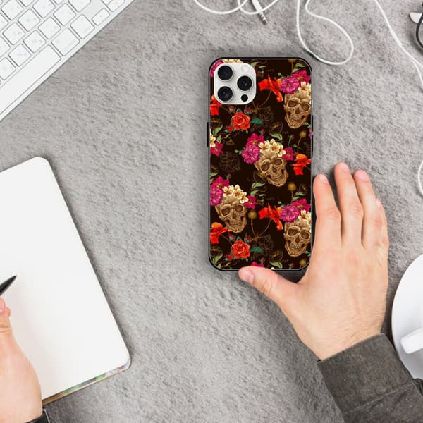2 stk. Skull Rose iPhone 15 Pro Cover, Kvinder Mænd iPhone 15 Tilbehør Til Kvinder til iPhone 15 Plus Pro Max Black iPhone 15 Plus
