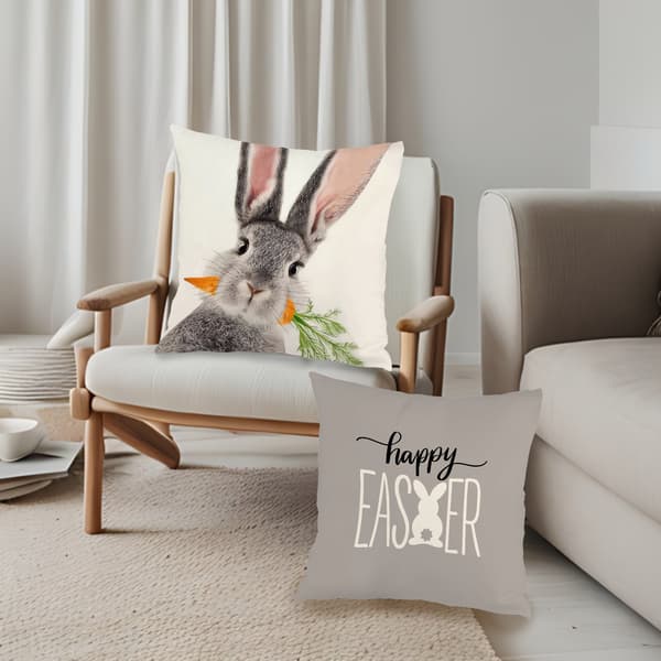 Sæt med 4 rustikke påskepudebetræk, 45x45 cm polyester pyntepudebetræk til påskepynt 4Pcs-45x45cm