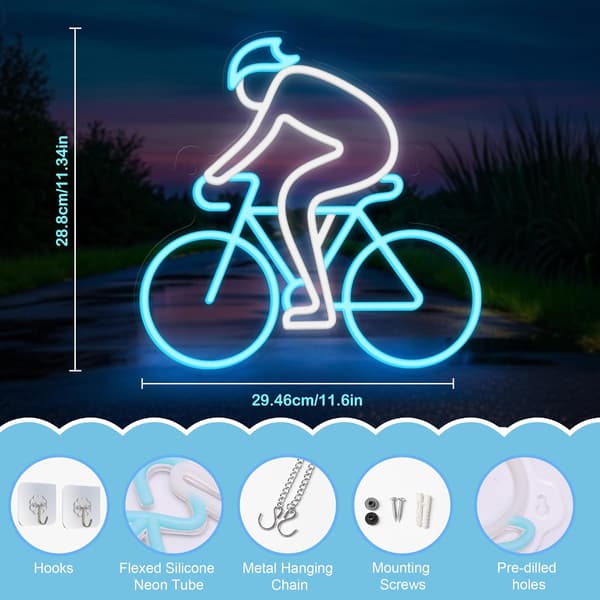 Cykel Neonskylt Dekoration för Sovrum Vardagsrum Mansgrotta Studio, Spelrum Väggkonst 12in