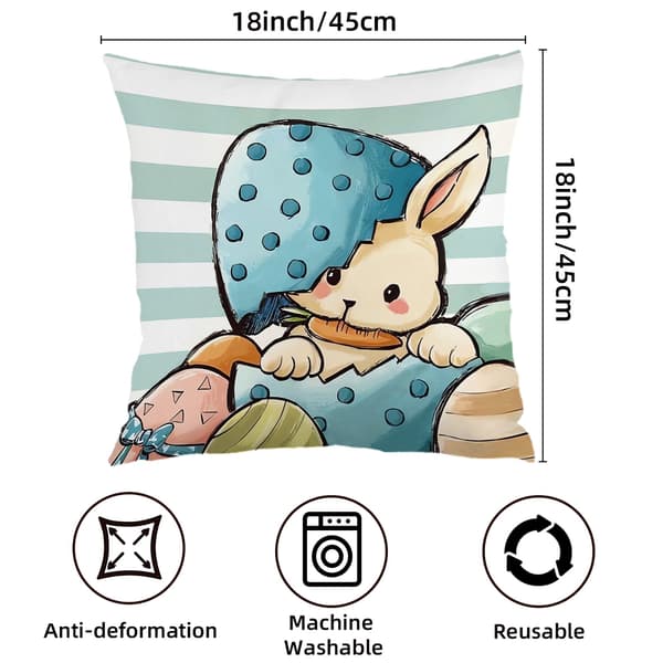 Set med 4 rustika påskkuddöverdrag, 45x45 cm dragkedja stängning prydnadskuddar för sovrum vardagsrum 4Pcs-45x45cm