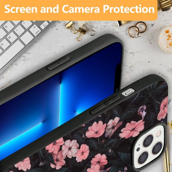 2 stk. farverige blomster iPhone 15 Pro covers, trykt i Phone 15 Pro Max til iPhone 15 Plus Pro Max Black iPhone 15 Pro Max