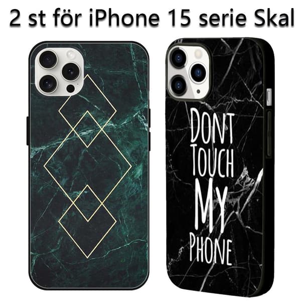 2 stk Marmor iPhone 15 Plus Beskyttende Smartdeksel, Brisk 15 plus deksel til iPhone 15 Plus 15 Pro 15 Pro Max Black iPhone 15 Pro