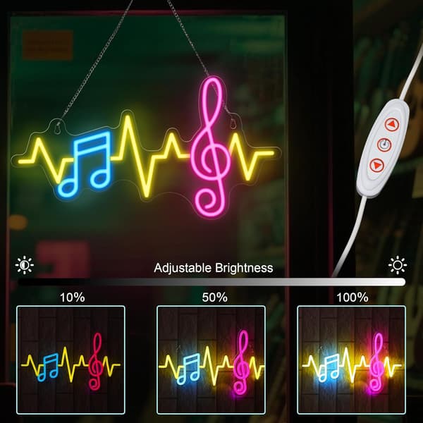 Mart Music Notes Neonskylt, Dimbar LED Neonskylt USB-driven, Musikdekor för Sovrum Vardagsrum Mansgrotta Studio, Musikaliska presenter 18in