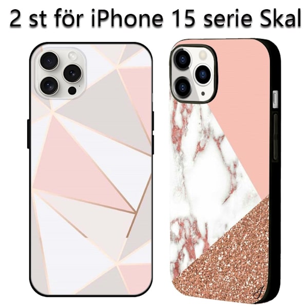 2 stk. marmor iPhone 15 Plus covers, print iPhone 15 Mini til iPhone 15 Plus Pro Max Black iPhone 15 Pro