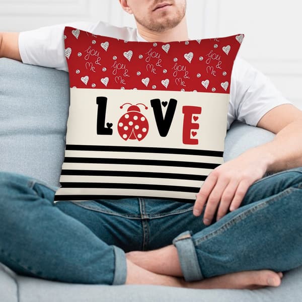 Love Tema Pudebetræk, Vaskbart Pyntepudebetræk til Stue Soveværelse 45x45cm