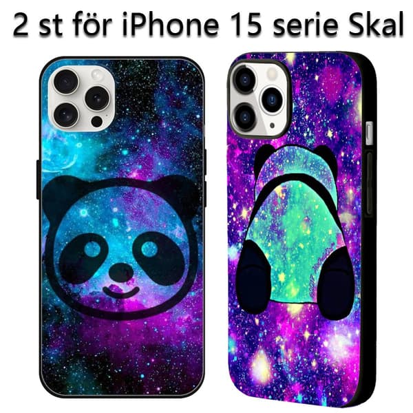 2 st Färgade Panda iPhone 15 Plus Skyddsfodral, Konst 15 pro max för iPhone 15 Plus Pro Max Black iPhone 15 Plus