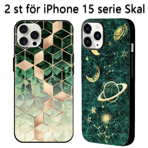 2 stk. Marmor iPhone 15 Pro Max Cover, Sort iPhone 15 telefoncover til iPhone 15 Plus Pro Max Black iPhone 15 Plus