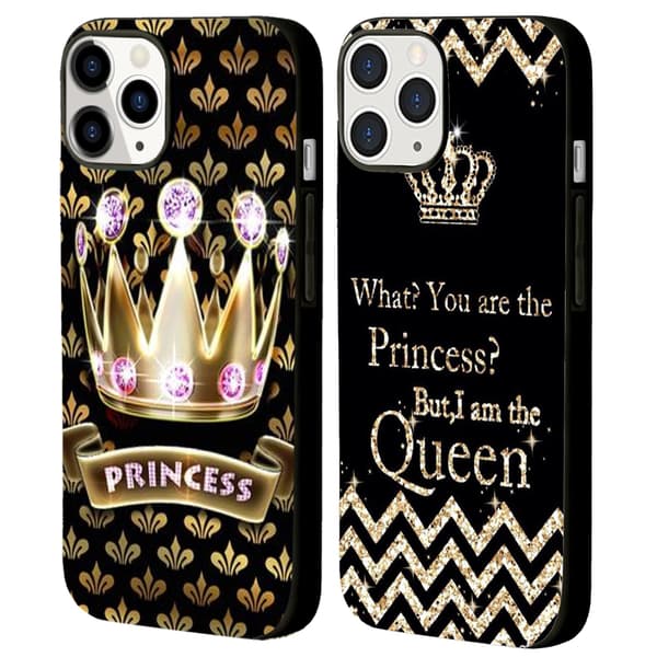 2 stk. Queen & Princess iPhone 15-covers, stilfuldt iPhone 15 max-cover til iPhone 15 Plus Pro Max Black iPhone 15