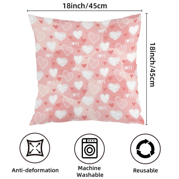 Love Theme Pudebetræk, Polyester Pudebetræk til Sofa, Sofa eller Seng 45x45cm