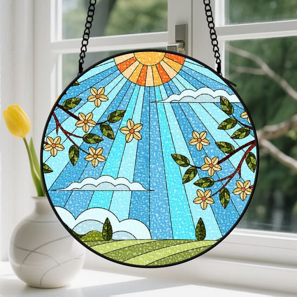 Solbelyst blomstergren Par Hengende Solfanger - Solfangerpynt til kone, til romantisk pargave, innflytningsdekor 30cm