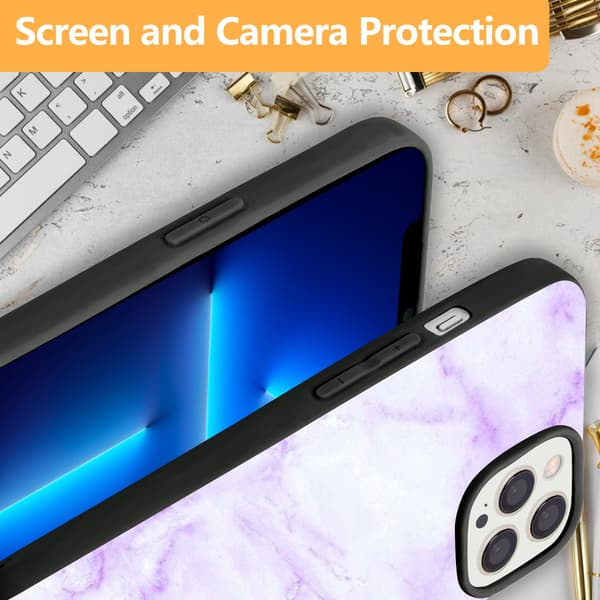 2 stk. Marmor iPhone 15 Pro beskyttende smartdeksel, oppdatert iPhone 15 max pro-deksel for iPhone 15 Plus Pro Max Black iPhone 15