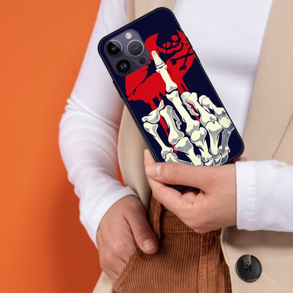 2-pack Dödskalle Finger iPhone 15 Skal, Comic iPhone 15 Pro Max Skal för iPhone 15 Plus Pro Max Black iPhone 15 Plus