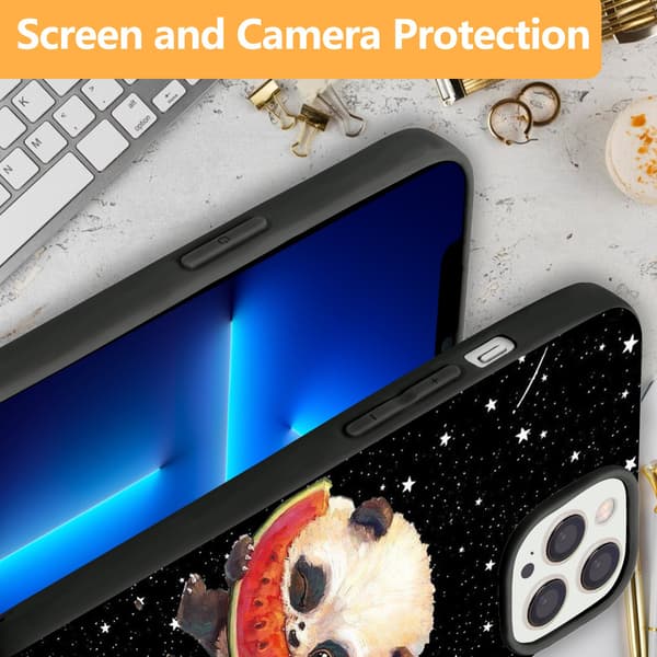 2 stk. Panda & vandmelon iPhone 15 Plus Etuier Covers, Cool iPhone 15 telefoncover til iPhone 15 Plus 15 Pro 15 Pro Max Black iPhone 15 Pro Max
