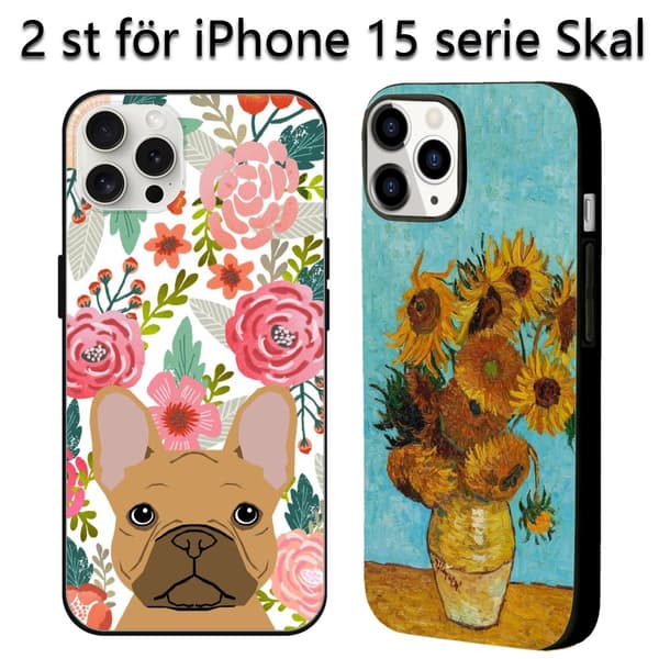 2 stk. Søde hundemønstre iPhone 15 Pro Max mobiltelefoncovers, kunsttryk Casekoo iPhone 15 Pro cover til iPhone 15 Plus 15 Pro 15 Pro Max Black iPhone 15 Plus