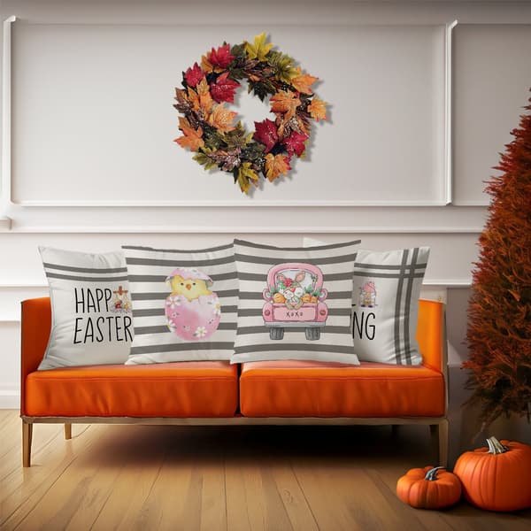 Sæt med 4 stribede påskepudebetræk, 45x45 cm polyester pudebetræk til sofa soveværelse stue 4Pcs-45x45cm