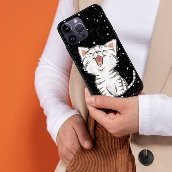 2 st Söt Katt iPhone 15 Pro Mobilskal, Charmigt iPhone15 skal för iPhone 15 Plus Pro Max Black iPhone 15 Plus