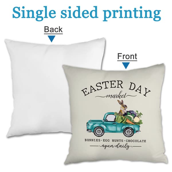 4 st Påskhare Mönster Kuddfodral, 45x45cm Polyester Kuddfodral för Soffa Säng Vardagsrum Sovrum 4Pcs-45x45cm