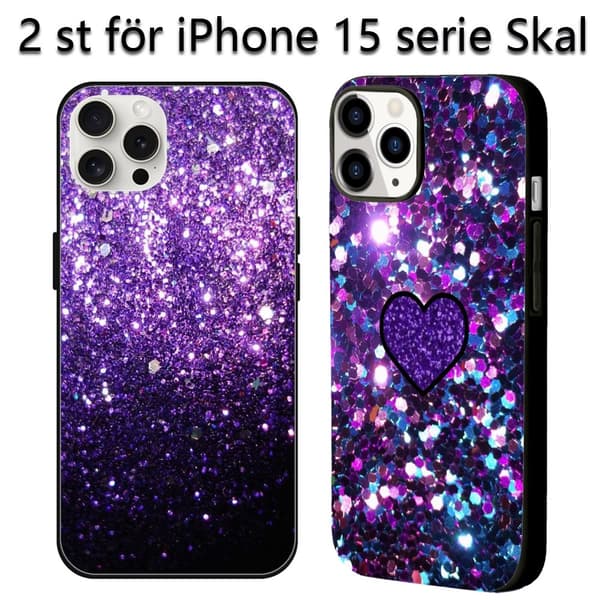 2 stk. Bling iPhone 15 Skal, Anti-Støv iPhone 15 Glitter Etui til iPhone 15 Plus Pro Max Black iPhone 15 Pro Max