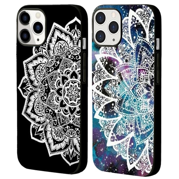 2-pack Mandala iPhone 15 Pro Skyddsfodral, Tryckt iPhone 15 Max-skal för iPhone 15 Plus 15 Pro 15 Pro Max Black iPhone 15 Plus