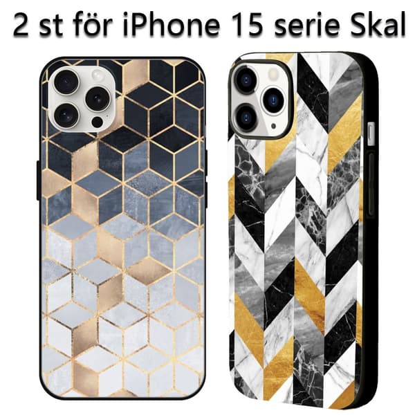 2-pack Marmor iPhone 15 Skyddsfodral, Anime Apple 15 för iPhone 15 Plus 15 Pro 15 Pro Max Black iPhone 15 Pro Max