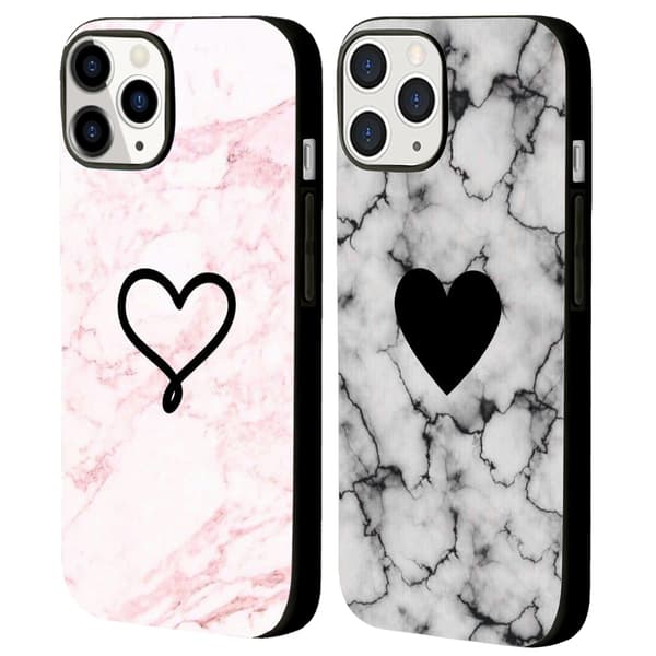 2 stk. Marmor Hjerte iPhone 15 Pro Beskyttelsesdeksler, Valentinsdag iPhone 15 Pro Max deksel til Apple iPhone 15 Plus Pro Max Black iPhone 15