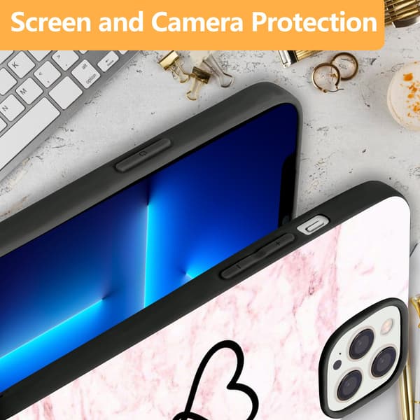 2 stk. Marmor Hjerte iPhone 15 Pro Beskyttelsesetuier, Valentinsdag iPhone 15 Pro Max etui Apple til iPhone 15 Plus Pro Max Black iPhone 15 Plus