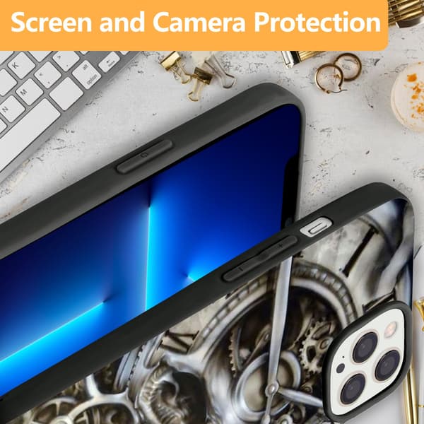 2 stk. Kraniet iPhone 15 Pro Max Beskyttelsescover, Sort iPhone 15 Pro Etui til iPhone 15 Plus Pro Max Black iPhone 15