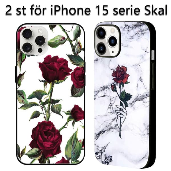 2-pack Marmor Ros iPhone 15 Pro Max Skyddsfodral, Enda iPhone 15 Pro-fodral för iPhone 15 Plus Pro Max Black for iPhone 15 Plus