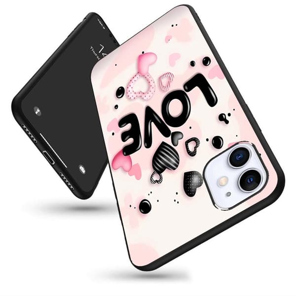 Sjarmerende iPhone 12 mobildeksler, iPhone 14 max deksel til 12 Pro Max 13 14 Mini 15 Pro 17 16 Valentinsdag-deksel Black iPhone 16 Plus