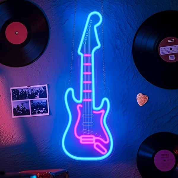 Elektrisk Gitarr Neonljus, Dimbar LED Gitarr Neon Väggskylt USB-driven, Dekorationer för Sovrum Vardagsrum Mancave Musikstudio