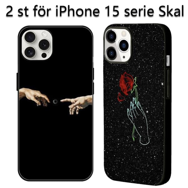 2-pack iPhone 15 Pro TPU-skal för par, Vattentätt Comic iPhone 15-skal för iPhone 15 Plus Pro Max Black iPhone 15 Pro Max