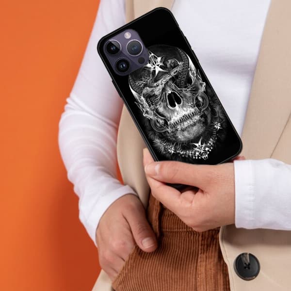 2-pack Skalle iPhone 15 Pro Max Skyddsfodral, Elegant iPhone 15 Pro Max-mobilskal för iPhone 15 Plus 15 Pro 15 Pro Max Black iPhone 15