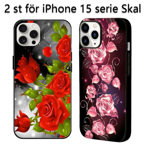 2 stk. farverige blomster iPhone 15 beskyttelsesetuier, mode iPhone 15pro Max til iPhone 15 Plus 15 Pro 15 Pro Max Black iPhone 15
